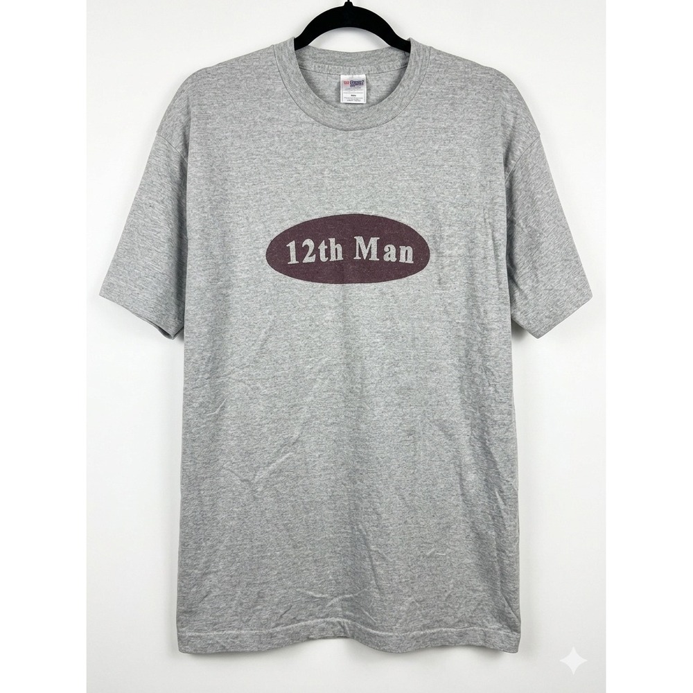 Vintage Fruit of the Loom 12th Man Texas A&M Gray T-Shirt XL P.H. DuVal Jr Quote